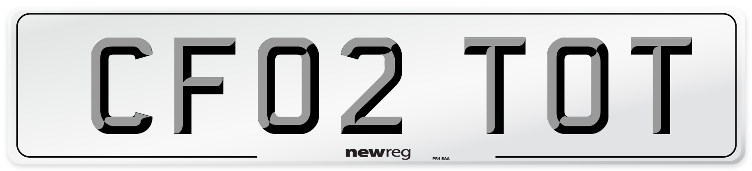 CF02 TOT Number Plate from New Reg